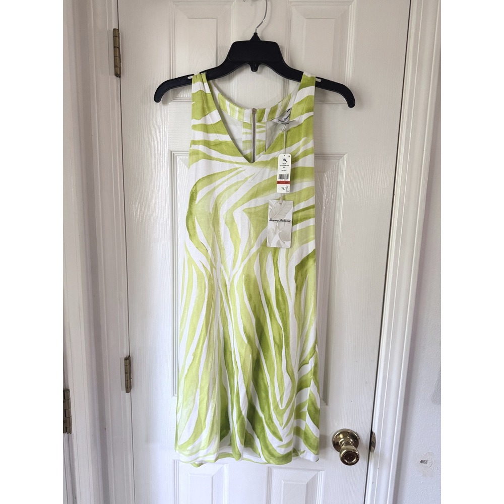 Tommy Bahama Darcy Seafaring Safari Shift Dress Macaw Green Zebra UPF 50 XS NEW